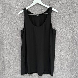 Vince Silk Draped Ladder Stitch Tank large black